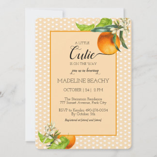 Invitation Cutie Est Sur Le Chemin Orange Baby shower Invitat