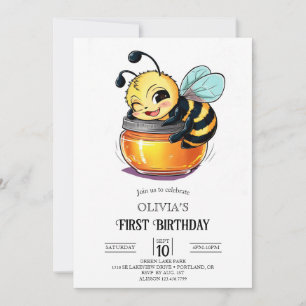 Invitation Cutie Little Digital Bee 1er anniversaire