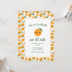 Invitation Cutie Orange Mandarin Clementine personnalisée