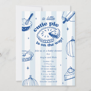 Invitation Cutie Pie Citrouille Fall Boy Baby shower bleu