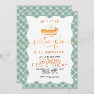 Invitation Cutie Pie citrouille pie Chute plaid Premier anniv