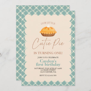 Invitation Cutie Pie citrouille pie Chute plaid Premier anniv