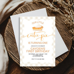 Invitation Cutie Pie citrouille pie Chute plaid Premier anniv