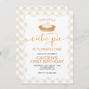 Invitation Cutie Pie citrouille pie Chute plaid Premier anniv