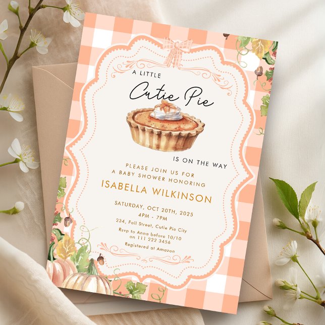 Invitation Cutie Pie Fall Pumpkin Pie Baby Shower (Cutie Pie Fall Pumpkin Pie Baby Shower Invitation)