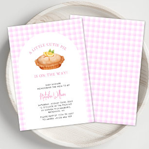 Invitation Cutie Pie Rose À damiers Baby shower Automne