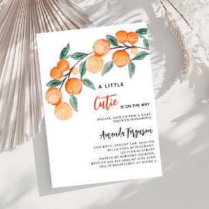 Invitation Cutie sur le chemin oranges baby shower aquarellé