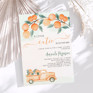 Invitation Cutie sur le chemin oranges baby shower aquarellé