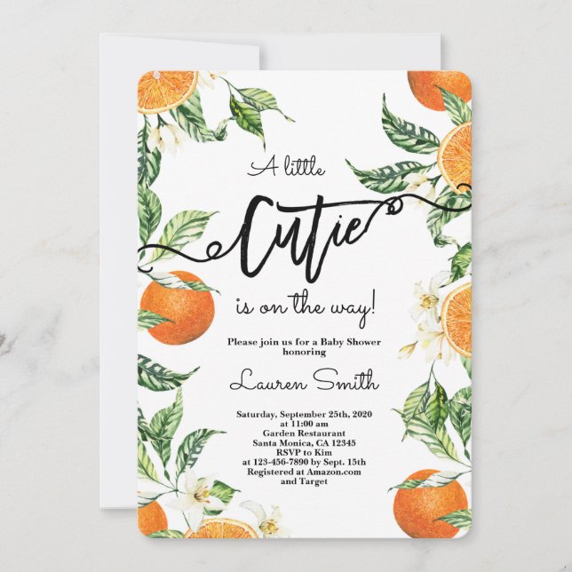 Invitation Cuties Oranges Baby shower (Devant)