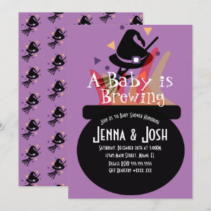 Invitation Cuve de Sorcière Halloween Bébé Shower Épouvante