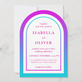 Invitation Cyan and magenta gradient elegant wedding