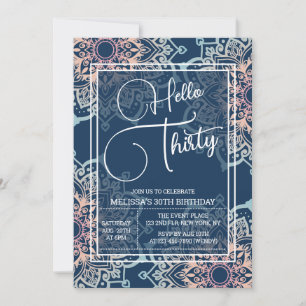 Invitation Cyan Blue Flower Mandala 30e anniversaire