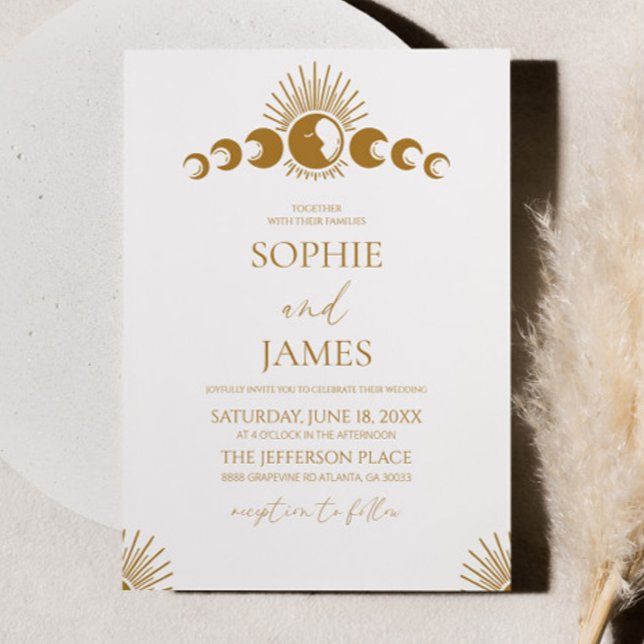 Invitation Cycle de Lune Céleste Mariage Élégant minimal (Créateur téléchargé)