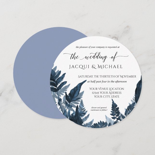 Invitation Cycle de Mariage d'aquarelle de la Ferme d'azur (Devant / Derrière)