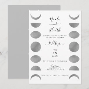 Invitation Cycles de Phases Lunaires Argent Gris et Blanc Mar