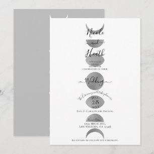 Invitation Cycles de Phases Lunaires Argent Gris et Blanc Mar