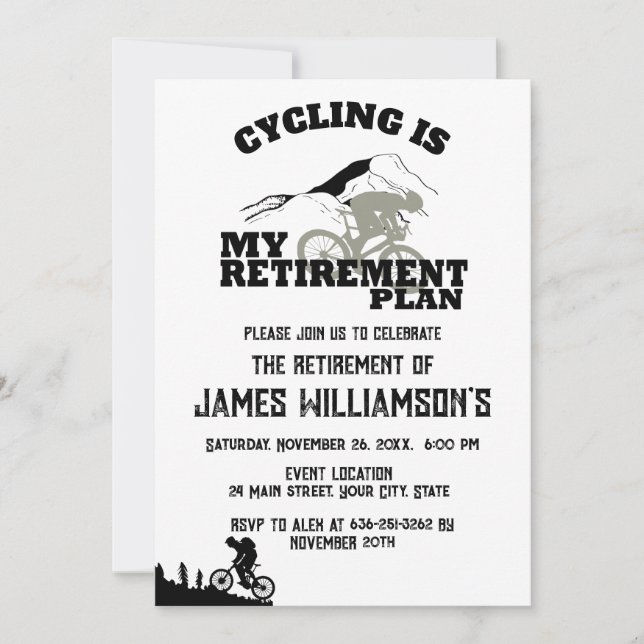 Invitation Cycling retired retirement party (Devant)