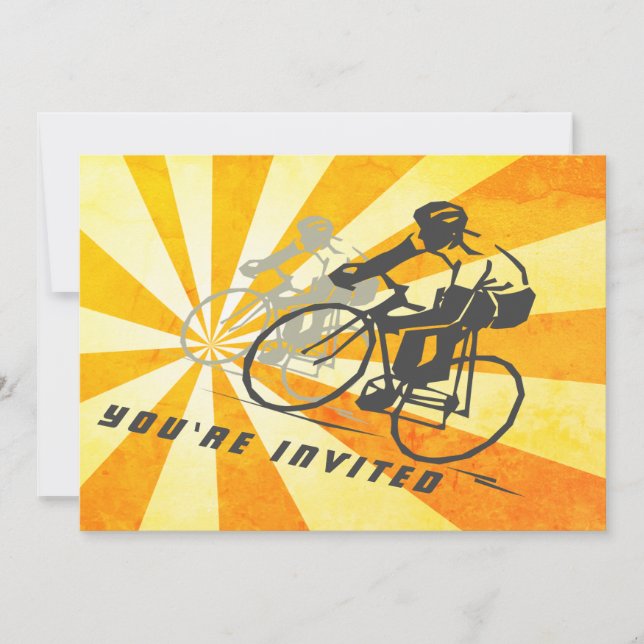 Invitation Cyclistes routiers avec Retro Sunburst Vélo Annive (Devant)