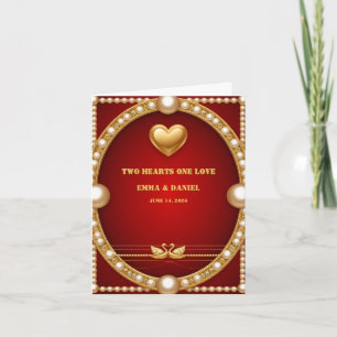 Invitation Cygne Décoration de Couple de Mariage Or Rouge 💍