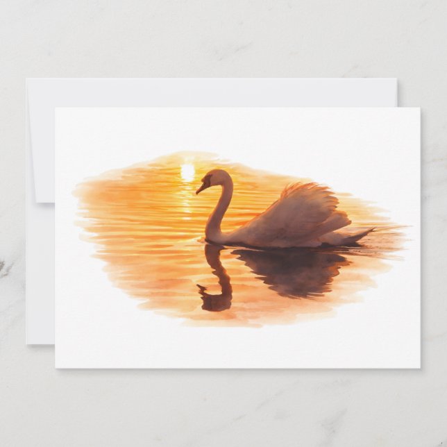 Invitation Cygne glissant au coucher du soleil (Devant)