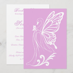 Invitation Cygne gracieux rose avec des ailes de papillon