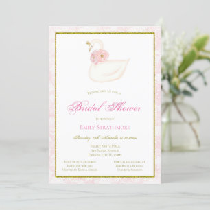 Invitation Cygne Rose, Mariage, Baby Shower
