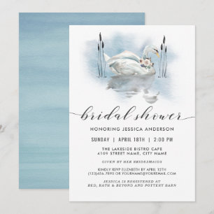 Invitation Cygne sur la Fête des mariées d'aquarelle du lac