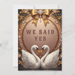 Invitation 🌷 Cygnes en or rose Cadre Mariage 💍