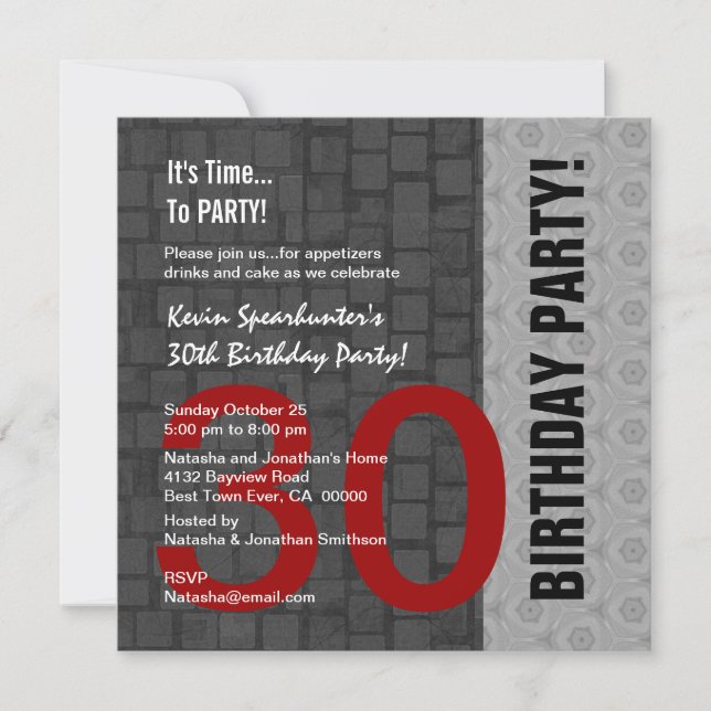 Invitation D418 Black d'argent rouge moderne (Devant)