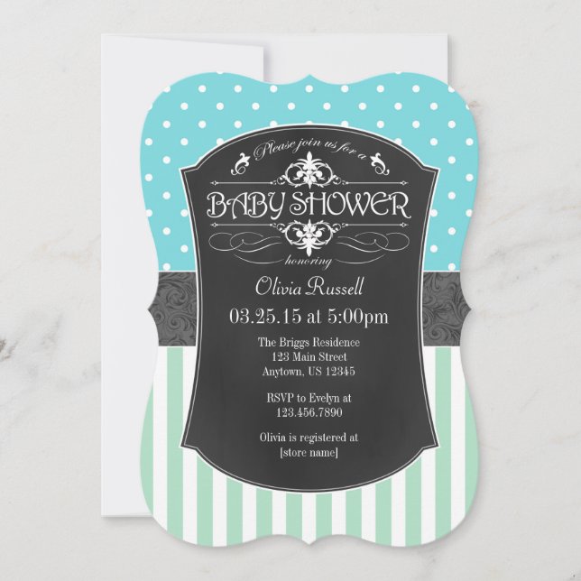 Invitation d' de Baby shower des bandes de tableau (Devant)
