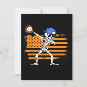 Invitation Dabbing Skeleton Baseball Funny Halloween