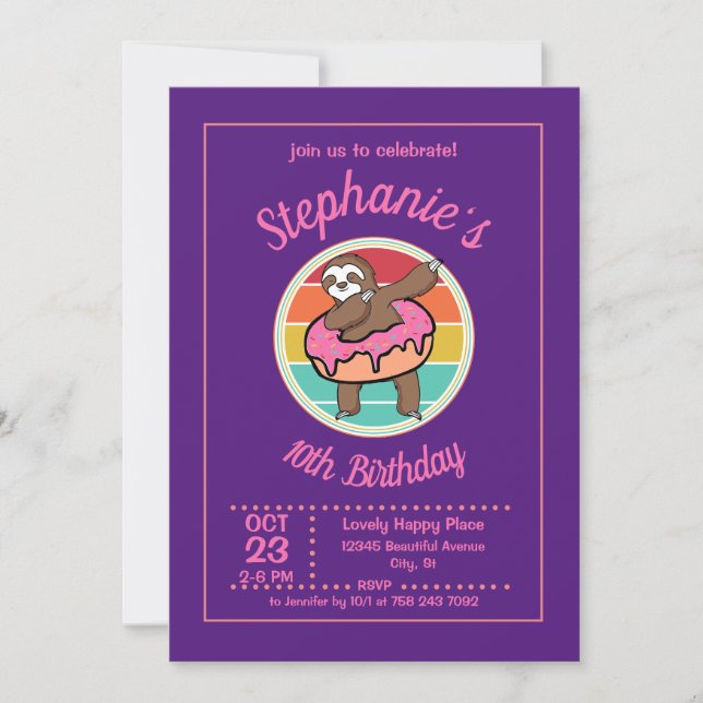 Invitation Dabbing Slowith Donut fête d'anniversaire (Devant)