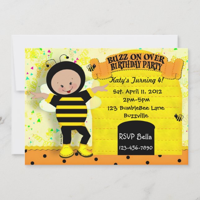 Invitation d'abeille d'anniversaire (Devant)