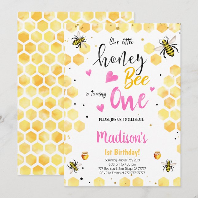 Invitation d'abeille jaune (Devant / Derrière)