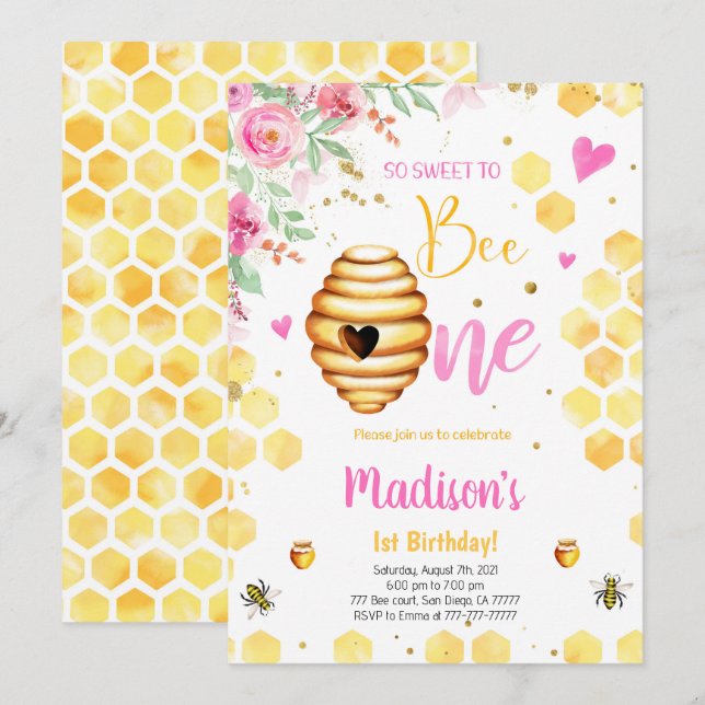 Invitation d'abeille jaune (Devant / Derrière)