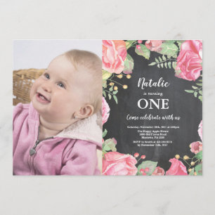 Invitation D'abord ęr rose d'invitation d'anniversaire floral