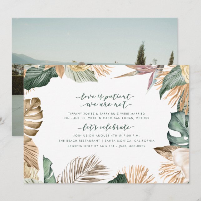Invitation d'accueil de Mariage floral tropical (Devant / Derrière)