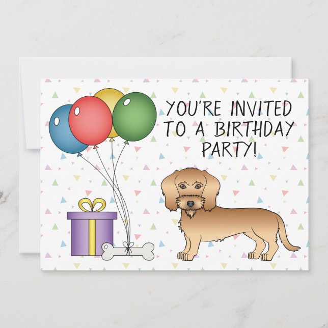 Invitation Dachshund à poil dur blé Canin mignon - Anniversai (Devant)