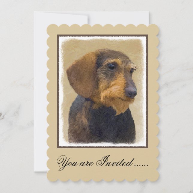 Invitation Dachshund (À poils durs) Peinture Chien Art origin (Devant)