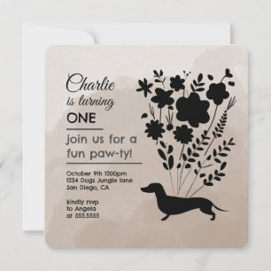 Invitation Dachshund Birthday Girl Paw-ty mignonne Chiens de 