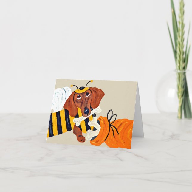 Invitation Dachshund Bumblebee avec friandises pour chien (Devant)