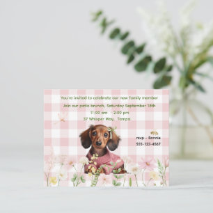 Invitation Dachshund Carreaux Roses