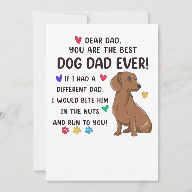 Invitation Dachshund Cher Papa Tu Es Le Meilleur (Devant)