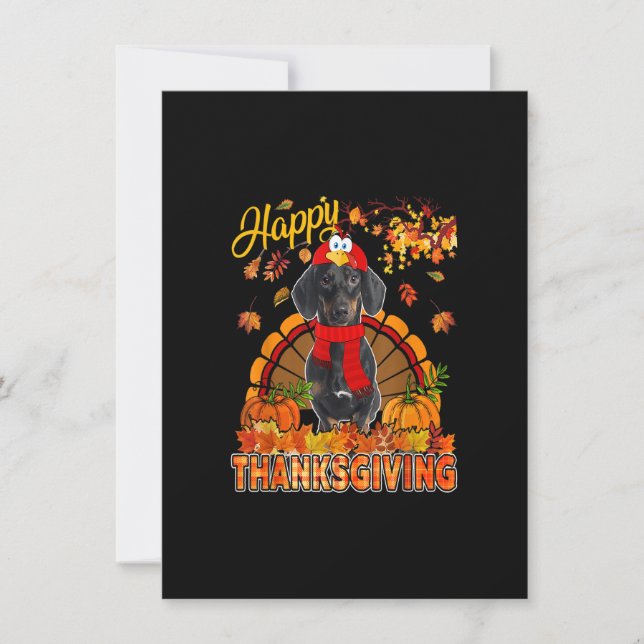 Invitation Dachshund de Thanksgiving Portant un costume de Tu (Devant)