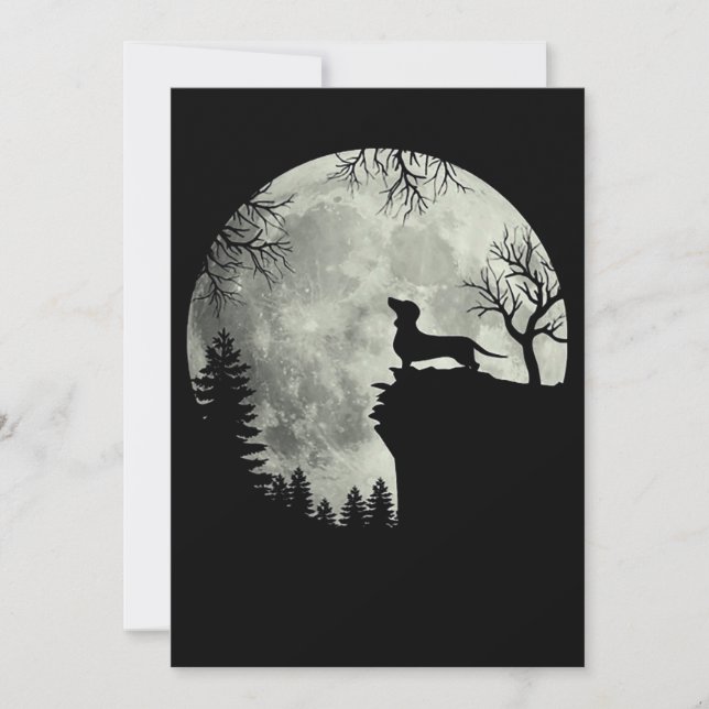 Invitation Dachshund Et Lune Halloween (Devant)