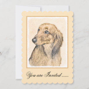 Invitation Dachshund (Longhaerien) Peinture - Art Chien origi