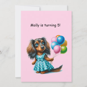 Invitation Dachshund Polka bleu