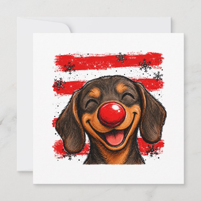Invitation Dachshund rayures de Noël mignon (Devant)