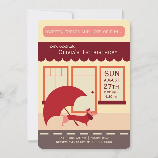 Invitation Dachshund Shopping Anniversaire Bash (Devant)