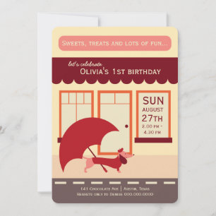 Invitation Dachshund Shopping Anniversaire Bash
